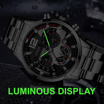 2022 Fashion Heren Horloges Luxe Rvs Quartz Horloge Kalender Lichtgevende Klok Mannen Business Casual Lederen Horloge