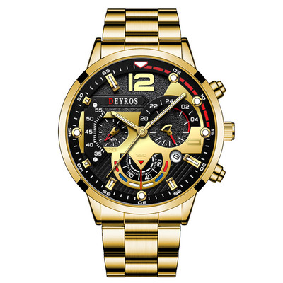 2022. gada mode Heren Horloges Luxe Rvs Quartz Horloge Kalender Lichtgevende Klok Mannen Business Casual Lederen Horloge