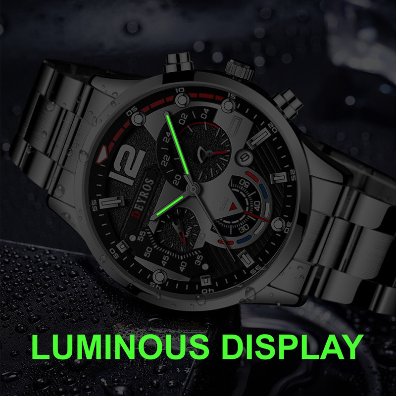 2022. gada mode Heren Horloges Luxe Rvs Quartz Horloge Kalender Lichtgevende Klok Mannen Business Casual Lederen Horloge