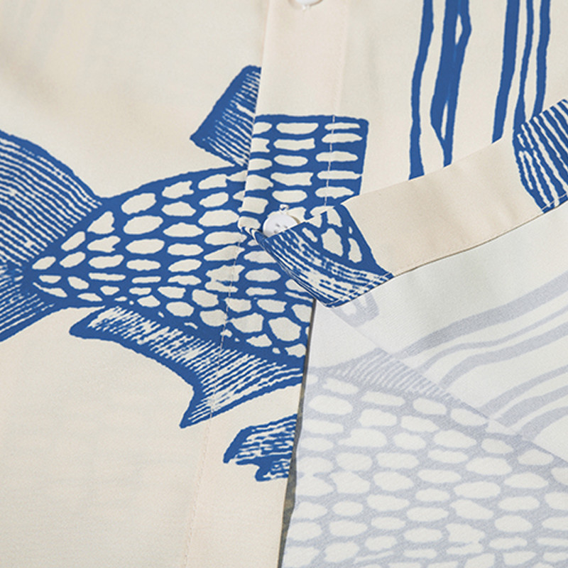 Negabaritiniai vyriški havajietiški marškinėliai Y2K gatvės drabužiai japoniški vasaros mygtukai paplūdimio marškiniai su žuvies raštu trumpomis rankovėmis, laisvalaikio moteriška Aloha palaidinė