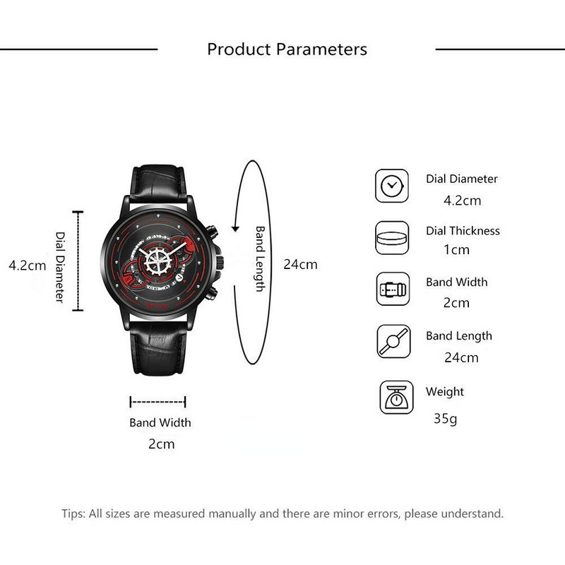 Modes sporta pulkstenis vīriešiem radošais skelets kalendārs Gears pointer Design kvarca pulksteņi ikdienas biznesa ādas siksniņa vīriešu pulkstenis