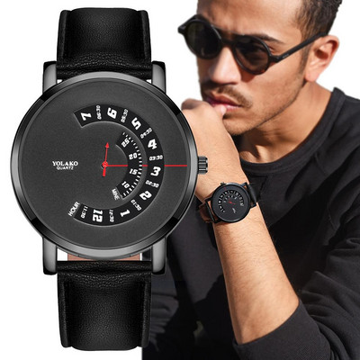 Ceasuri casual bărbați creative, modă 2022, mărci fierbinți, ceas simplu cu quartz, negru, sport casual, ceas de mână cu curea din piele pentru bărbați