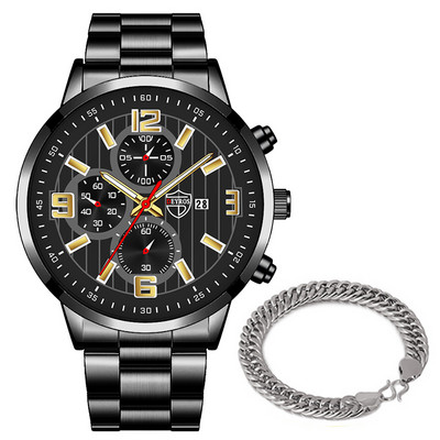 reloj hombre Muški ležerni satovi Luksuzni poslovni Kvarcni ručni sat od nehrđajućeg čelika Kalendar Muška sportska narukvica montre homme