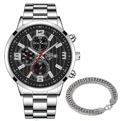 reloj hombre Muški ležerni satovi Luksuzni poslovni Kvarcni ručni sat od nehrđajućeg čelika Kalendar Muška sportska narukvica montre homme