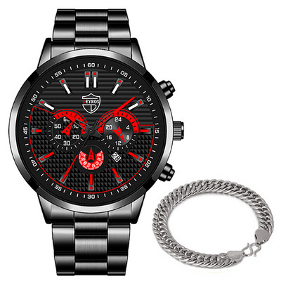 reloj hombre Satovi za muškarce Luksuzni srebrni kvarcni ručni sat od nehrđajućeg čelika Kalendar Modni muški poslovni ležerni sat s narukvicom