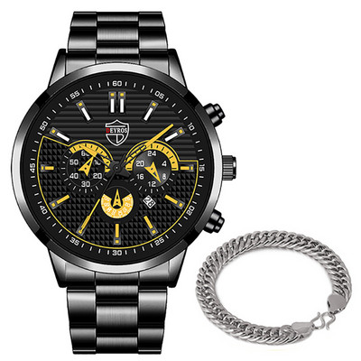 reloj hombre Satovi za muškarce Luksuzni srebrni kvarcni ručni sat od nehrđajućeg čelika Kalendar Modni muški poslovni ležerni sat s narukvicom