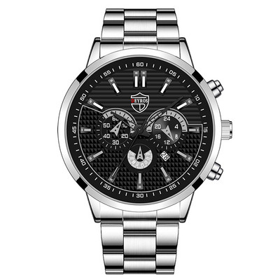 reloj hombre Satovi za muškarce Luksuzni srebrni kvarcni ručni sat od nehrđajućeg čelika Kalendar Modni muški poslovni ležerni sat s narukvicom