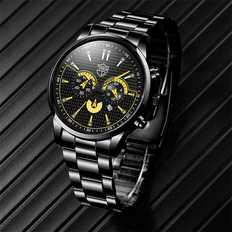 reloj hombre Satovi za muškarce Luksuzni srebrni kvarcni ručni sat od nehrđajućeg čelika Kalendar Modni muški poslovni ležerni sat s narukvicom