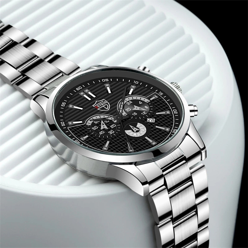 reloj hombre Satovi za muškarce Luksuzni srebrni kvarcni ručni sat od nehrđajućeg čelika Kalendar Modni muški poslovni ležerni sat s narukvicom