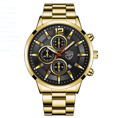 Meeste käekell, uus meeste moekell, meeste terasvöö võltsitud kolme silmaga helendav kvartskell Populaarne luksuskell