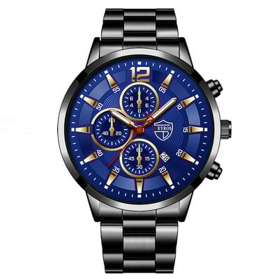 Meeste käekell, uus meeste moekell, meeste terasvöö võltsitud kolme silmaga helendav kvartskell Populaarne luksuskell