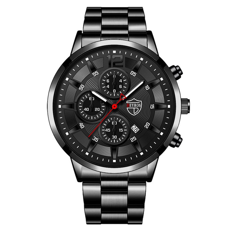 Meeste käekell, uus meeste moekell, meeste terasvöö võltsitud kolme silmaga helendav kvartskell Populaarne luksuskell