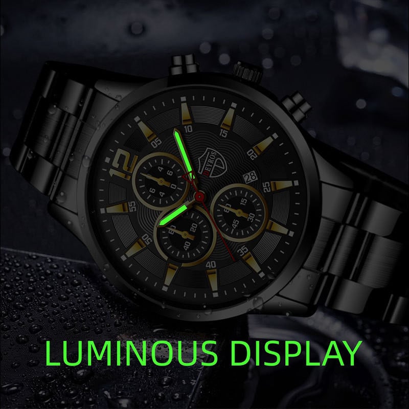 Meeste käekell, uus meeste moekell, meeste terasvöö võltsitud kolme silmaga helendav kvartskell Populaarne luksuskell