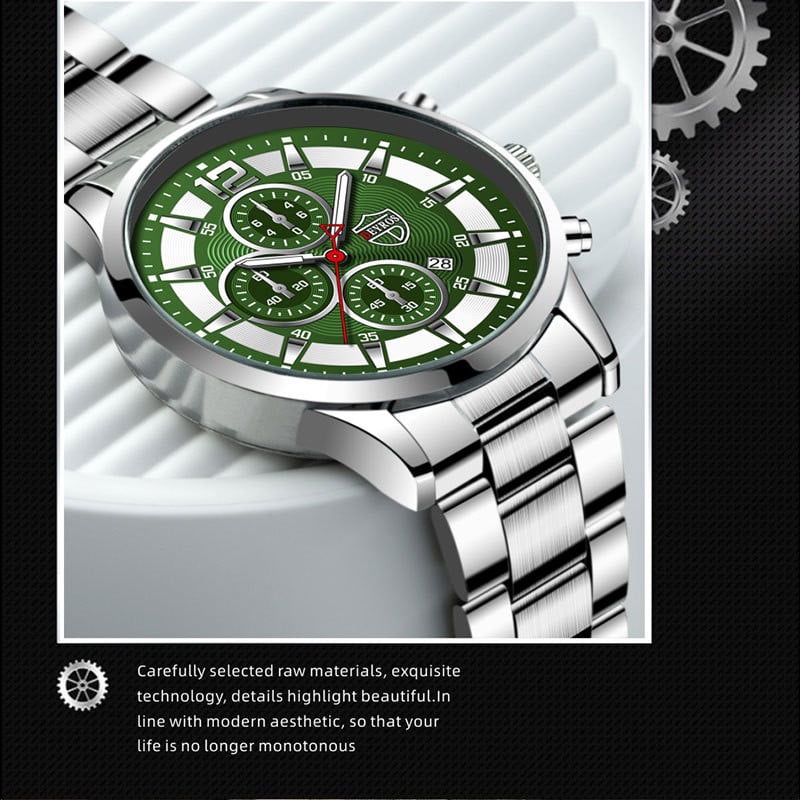 Meeste käekell, uus meeste moekell, meeste terasvöö võltsitud kolme silmaga helendav kvartskell Populaarne luksuskell