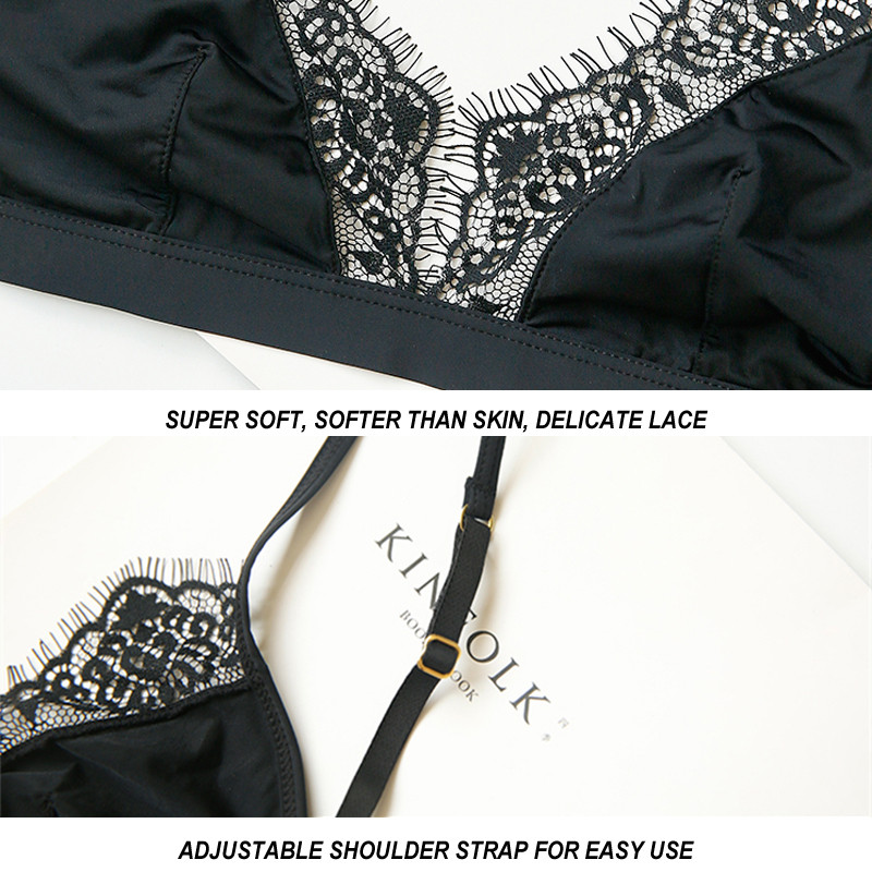 Puha szatén melltartó Kényelmes fehérnemű vezeték nélküli csipke melltartó 3/4 csésze intim fehérnemű Vékony varrat nélküli melltartó nőknek