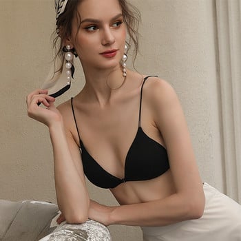 Нов секси безшевен сутиен с предна катарама за жени Style Bralette Deep V Triangle Cup Bralet Бельо Безжично бельо Push Up сутиени