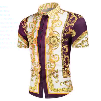 Luksusa karaliskais krekls vīriešu ikdienas, šauras piegriezuma vīriešu krekls ar īsām piedurknēm.