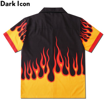 Dark Icon Flame Shirt Men Vintage Street Мъжка риза Лятна хавайска риза Мъжко облекло