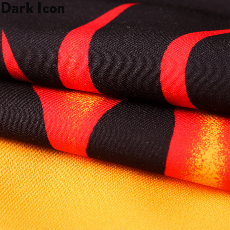 Sötét ikon Láng ing Férfi Vintage utcai férfi ing nyári hawaii ing Férfi ruházat