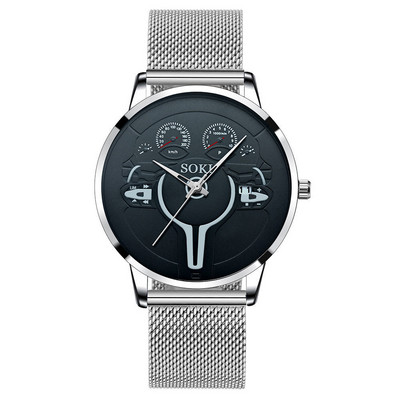 SOKI Europe And The United States Hot Fashion Steel Strap Ανδρικό ρολόι Trend Ρετρό Φοιτητικό Αθλητικό Ρολόι Quartz Καυτές εκπτώσεις