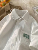 Gmiixder Waffle majica kratkih rukava muška ljetna Japan Cityboy Urban Label bluza Ležerna hongkong stilska široka majica s etiketom Kaput