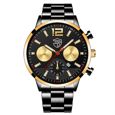 Modes vīriešu pulksteņi vīriešu biznesa nerūsējošā tērauda kvarca rokas pulkstenis kalendārs gaišs vīriešu ikdienas ādas pulkstenis reloj hombre