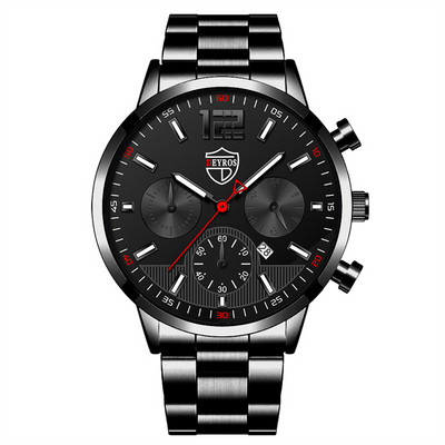 Modes vīriešu pulksteņi vīriešu biznesa nerūsējošā tērauda kvarca rokas pulkstenis kalendārs gaišs vīriešu ikdienas ādas pulkstenis reloj hombre