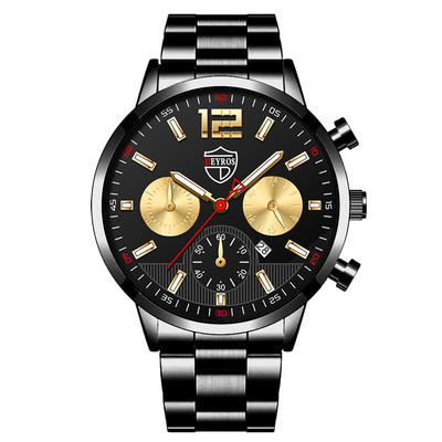 Modes vīriešu pulksteņi vīriešu biznesa nerūsējošā tērauda kvarca rokas pulkstenis kalendārs gaišs vīriešu ikdienas ādas pulkstenis reloj hombre