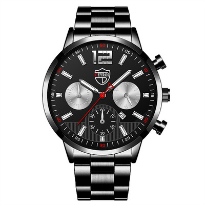Modes vīriešu pulksteņi vīriešu biznesa nerūsējošā tērauda kvarca rokas pulkstenis kalendārs gaišs vīriešu ikdienas ādas pulkstenis reloj hombre