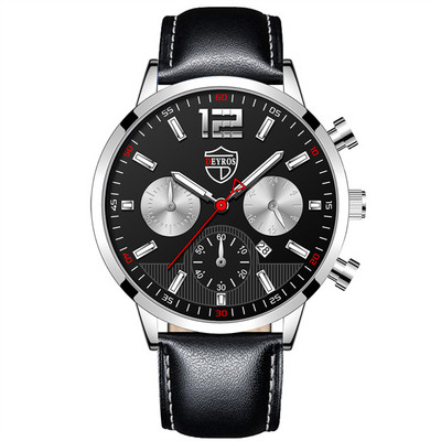 Modes vīriešu pulksteņi vīriešu biznesa nerūsējošā tērauda kvarca rokas pulkstenis kalendārs gaišs vīriešu ikdienas ādas pulkstenis reloj hombre