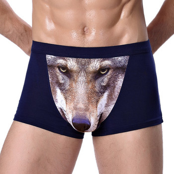 Μόδα Animal Print Wolf Head Modal Ανδρικά εσώρουχα Υψηλή ελαστική μαλακή αναπνέουσα ανδρική σλιπ μεσαία μέση U κυρτή τσάντα εσώρουχα A16