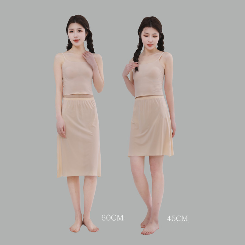 Nagy méretű alsószoknya félig csúszott női ruha nyári vékony jeges selyem magas derékú, elasztikus behatolásgátló alsószoknya bélés 110 kg