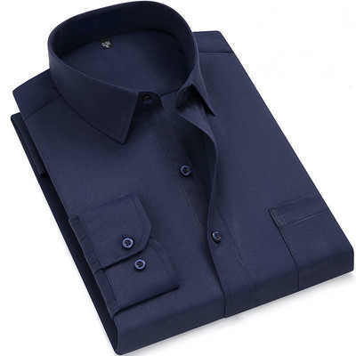 Ανδρικό φόρεμα casual μακρυμάνικο πουκάμισο Twill λευκό μπλε γκρι μαύρο ανδρικό πουκάμισο για άντρες Social επώνυμα πουκάμισα 6XL 7XL 8XL 9XL Gozbkf