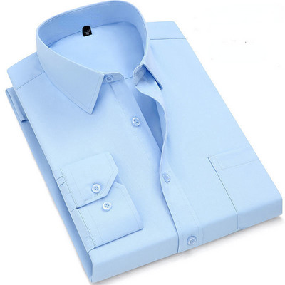 Ανδρικό φόρεμα casual μακρυμάνικο πουκάμισο Twill λευκό μπλε γκρι μαύρο ανδρικό πουκάμισο για άντρες Social επώνυμα πουκάμισα 6XL 7XL 8XL 9XL Gozbkf