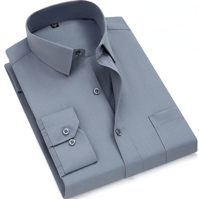 Ανδρικό φόρεμα casual μακρυμάνικο πουκάμισο Twill λευκό μπλε γκρι μαύρο ανδρικό πουκάμισο για άντρες Social επώνυμα πουκάμισα 6XL 7XL 8XL 9XL Gozbkf