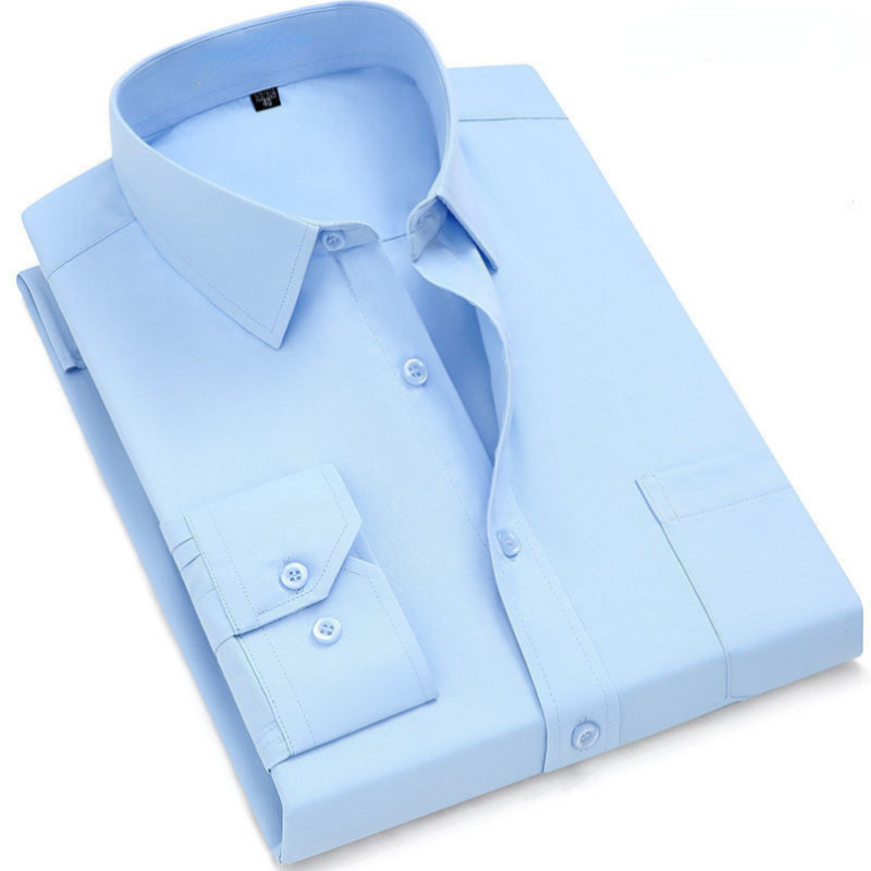 Ανδρικό φόρεμα casual μακρυμάνικο πουκάμισο Twill λευκό μπλε γκρι μαύρο ανδρικό πουκάμισο για άντρες Social επώνυμα πουκάμισα 6XL 7XL 8XL 9XL Gozbkf