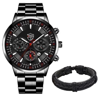 Muški kvarcni satovi od nehrđajućeg čelika Modni muški poslovni kalendar Luksuzni ručni satovi Sportski svjetleći muški set narukvica sa satovima