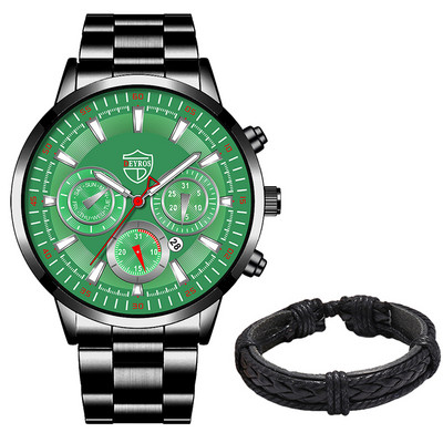 Muški kvarcni satovi od nehrđajućeg čelika Modni muški poslovni kalendar Luksuzni ručni satovi Sportski svjetleći muški set narukvica sa satovima