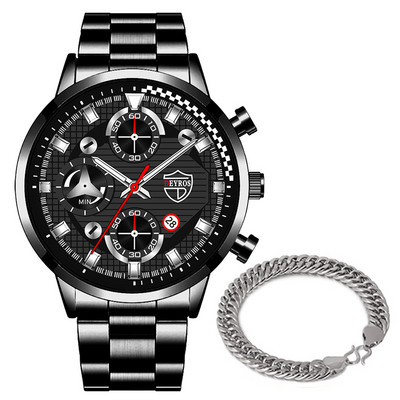 Meeste spordikellad Luksuslik hõbedane roostevabast terasest kvartsist käekell Kalender Kuupäev Mood Meeste vabaajakäekell äritegevusele