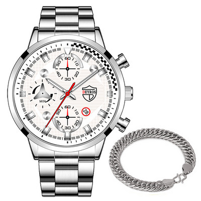 Meeste spordikellad Luksuslik hõbedane roostevabast terasest kvartsist käekell Kalender Kuupäev Mood Meeste vabaajakäekell äritegevusele