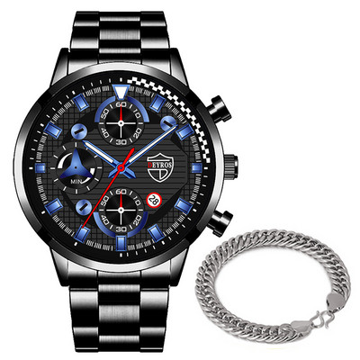 Meeste spordikellad Luksuslik hõbedane roostevabast terasest kvartsist käekell Kalender Kuupäev Mood Meeste vabaajakäekell äritegevusele