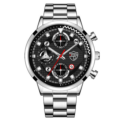 Meeste spordikellad Luksuslik hõbedane roostevabast terasest kvartsist käekell Kalender Kuupäev Mood Meeste vabaajakäekell äritegevusele