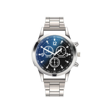 Sl68 Kleurrijke Blauw Licht Glas Drie-Eye Stalen Band Horloge Mannen Casual Quartz Horloge Heren Horloge