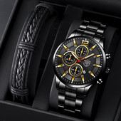 Brändi meeste käekellad, roostevabast terasest kvartsist randmekell meeste vabaaja kuupäevaga helendav nahast käevõru kell