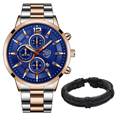 Brändi meeste käekellad, roostevabast terasest kvartsist randmekell meeste vabaaja kuupäevaga helendav nahast käevõru kell