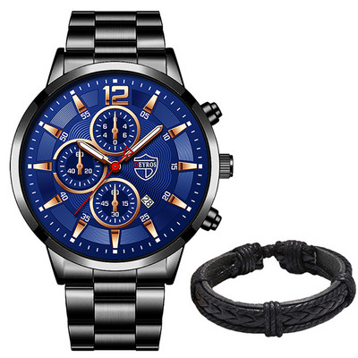 Brändi meeste käekellad, roostevabast terasest kvartsist randmekell meeste vabaaja kuupäevaga helendav nahast käevõru kell