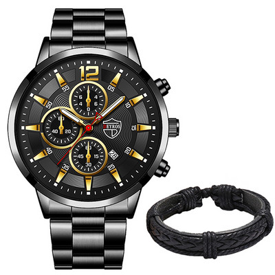 Brändi meeste käekellad, roostevabast terasest kvartsist randmekell meeste vabaaja kuupäevaga helendav nahast käevõru kell