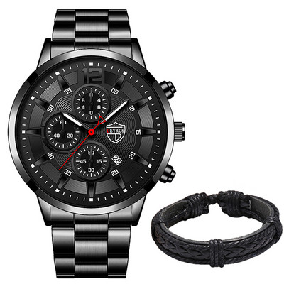 Brändi meeste käekellad, roostevabast terasest kvartsist randmekell meeste vabaaja kuupäevaga helendav nahast käevõru kell