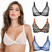 Női felső szexi átlátszó melltartó, csipkehálós fehérnemű, drótmentes áttetsző bralette tömör puha átlátszó melltartó nőknek