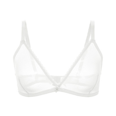 Női felső szexi átlátszó melltartó, csipkehálós fehérnemű, drótmentes áttetsző bralette tömör puha átlátszó melltartó nőknek